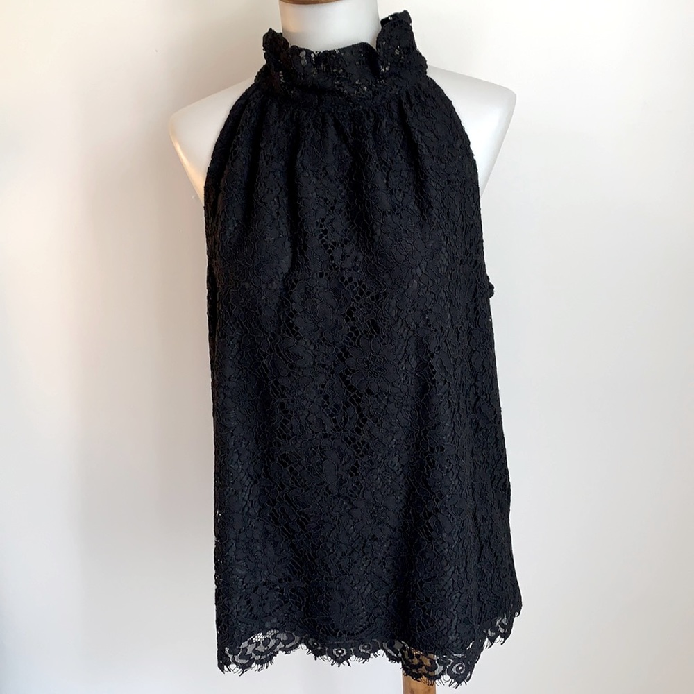 J.Crew black lace bow tie halter top Sz S NWT